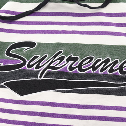 STRIPED HOODED SWEATSHIRT プルオーバーパーカー ボーダー コットン ホワイト マルチカラー 18SS シュプリーム トップス Supreme