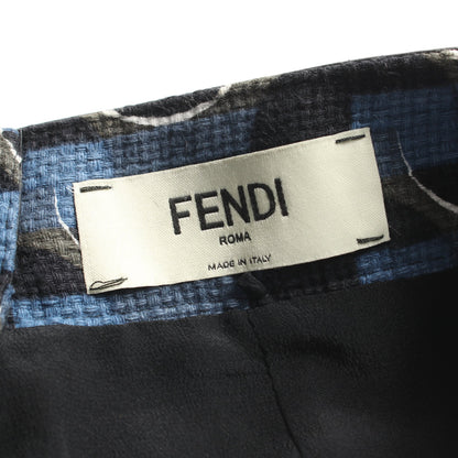 スカート 総柄 コットン レザー ブルー ブラック マルチカラー フェンディ ボトムス FENDI