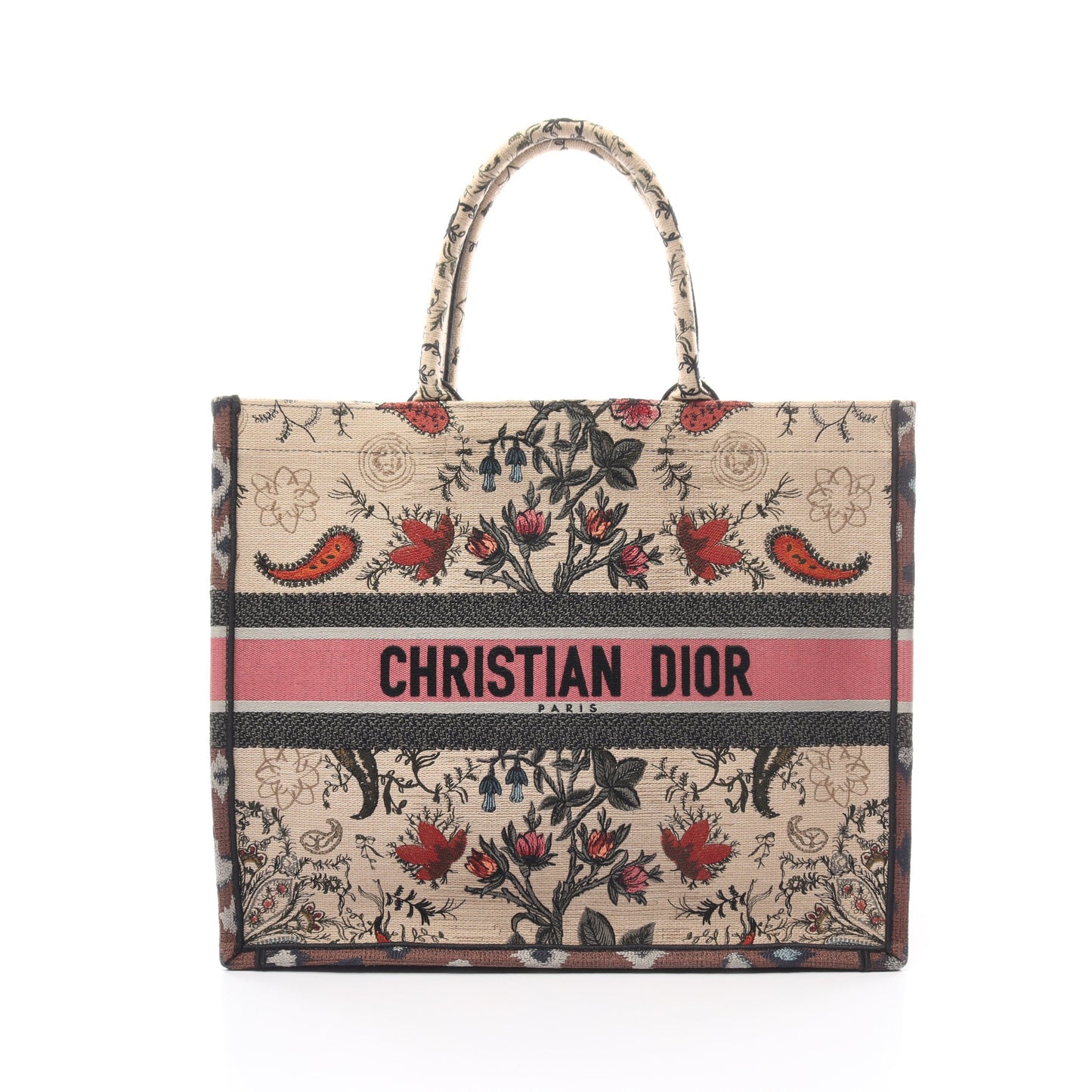 BOOK TOTE ブックトート ハンドバッグ トートバッグ エンブロイダリー キャンバス ベージュ マルチカラー クリスチャンディオール バッグ Christian Dior