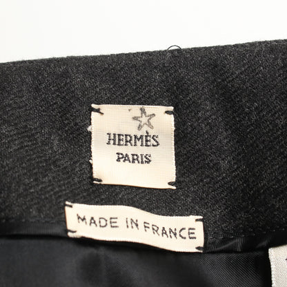 プリーツ スカート ウール ダークグレー エルメス ボトムス HERMES