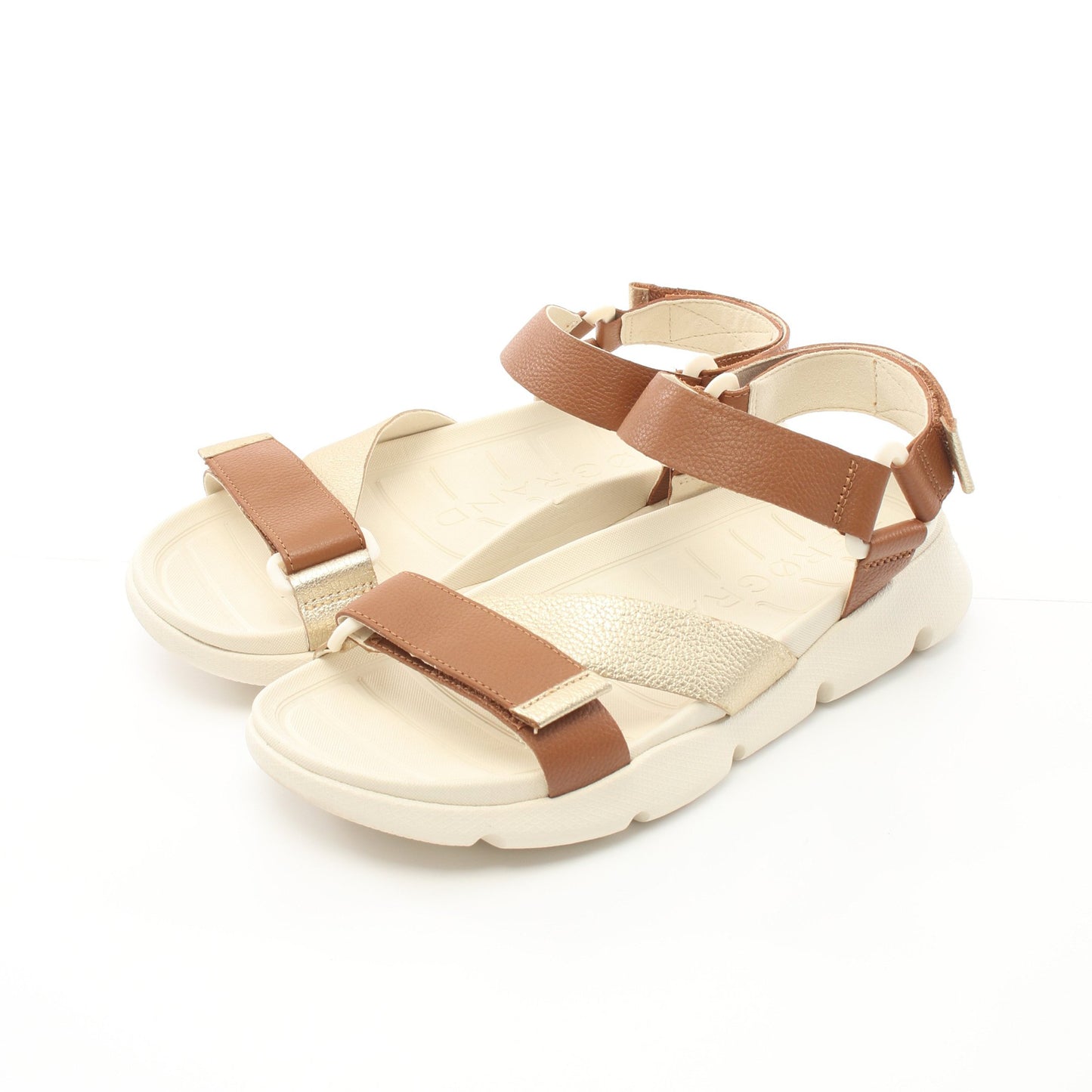 4.ZEROGRAND Strappy Sandal ゼログランド ストラッピー サンダル レザー ライトブラウン シャンパンゴールド コールハーン シューズ Cole Haan