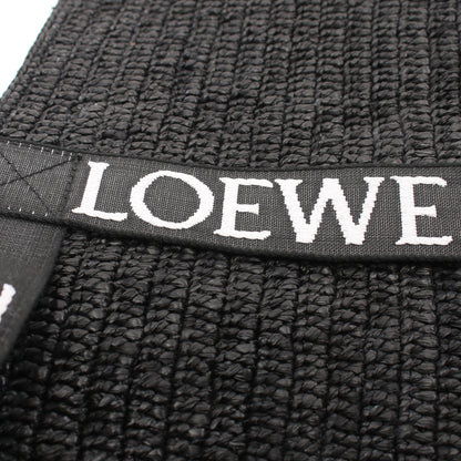 フォールド ショッパー ショルダーバッグ トートバッグ ラフィア ブラック ホワイト ロゴ ロエベ バッグ LOEWE