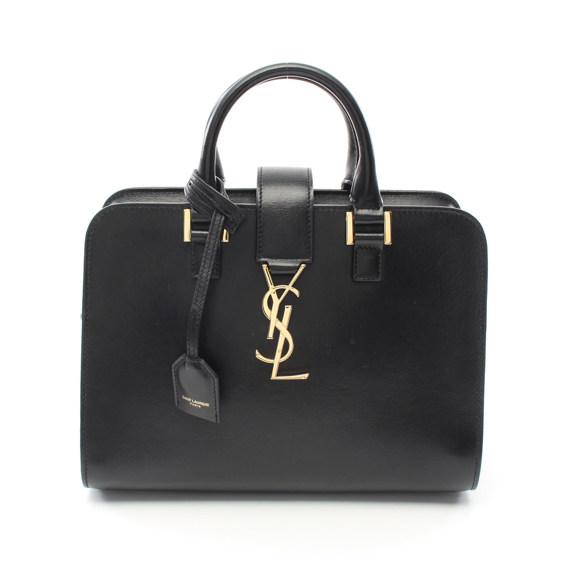 YSLライン ベイビー モノグラム カバス ハンドバッグ レザー ブラック サンローランパリ バッグ SAINT LAURENT PARIS