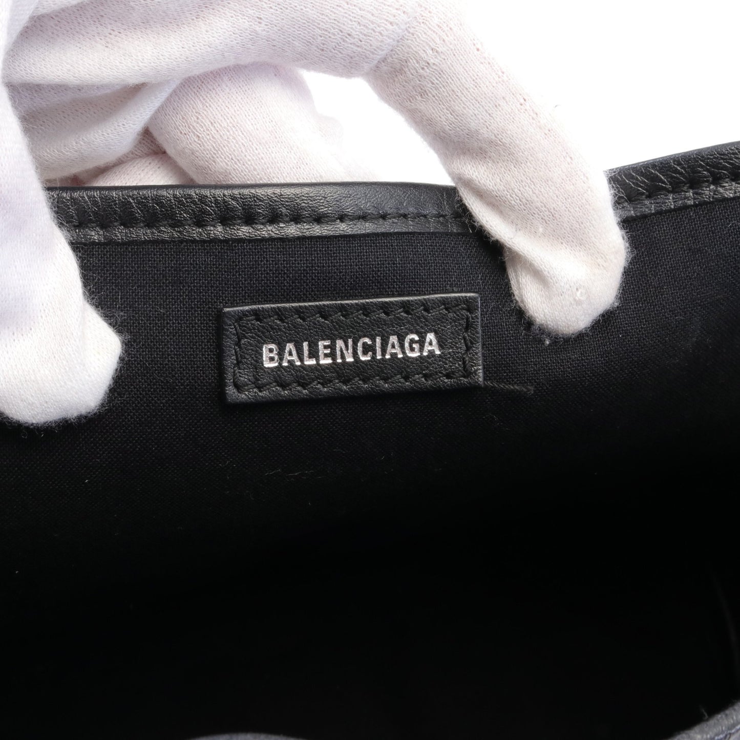 NAVY CABAS S ネイビーカバ ハンドバッグ トートバッグ レザー キャンバス ブラック バレンシアガ バッグ BALENCIAGA