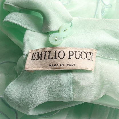 ブラウス シルク ブルーグリーン フリル エミリオプッチ トップス EMILIO PUCCI