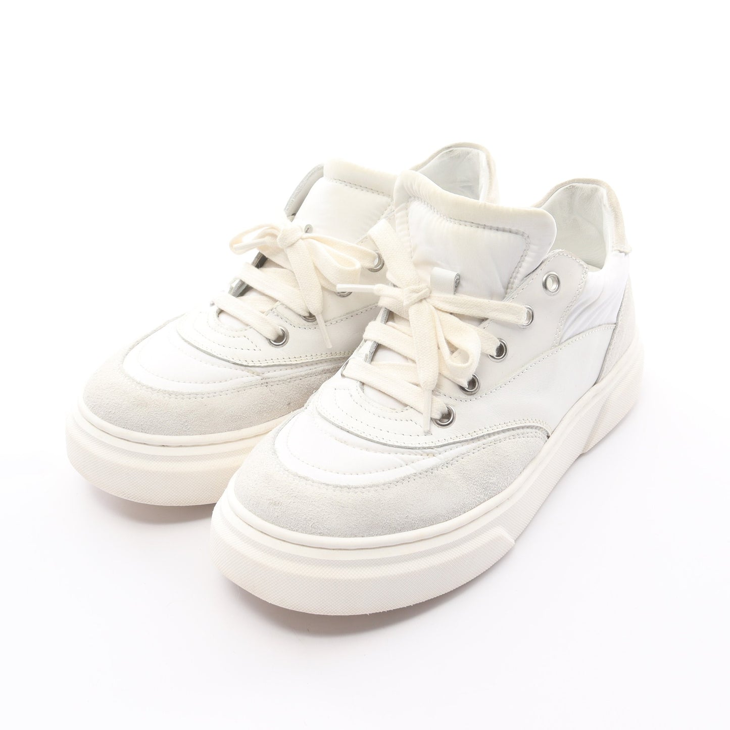 レースアップ スニーカー スエード レザー ホワイト ロゴ エムエムシックスメゾンマルジェラ シューズ MM6 MAISON MARGIELA