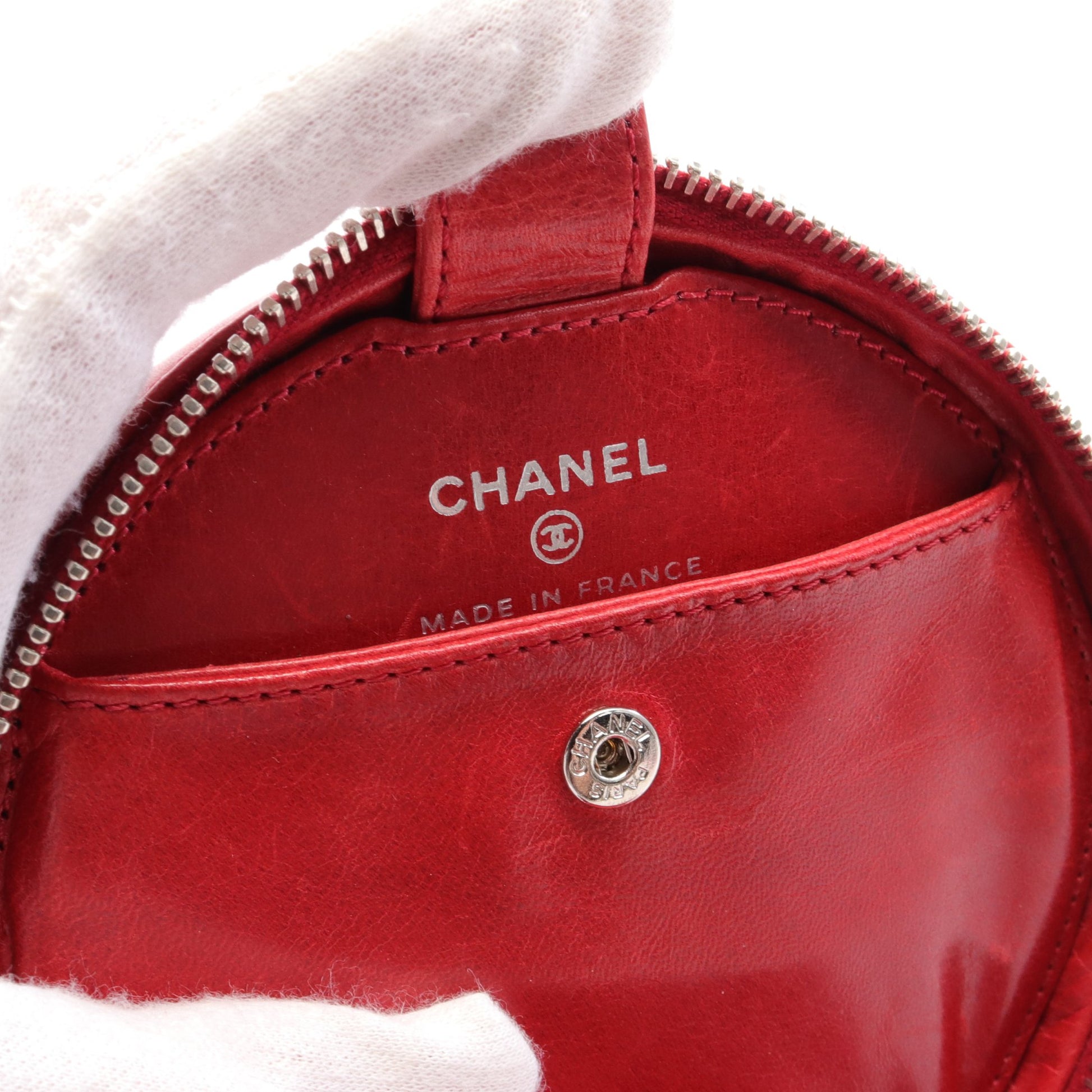 マトラッセ ジュエリーケース 小物入れ ラムスキン レッド シルバー金具 シャネル 財布・小物 CHANEL