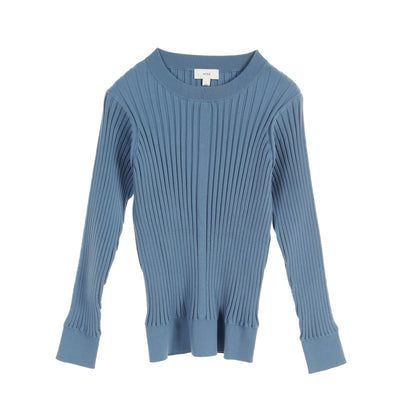 WIDE RIBBED SWEATER トップス クルーネック 長袖 ウール ブルー ハイク トップス HYKE