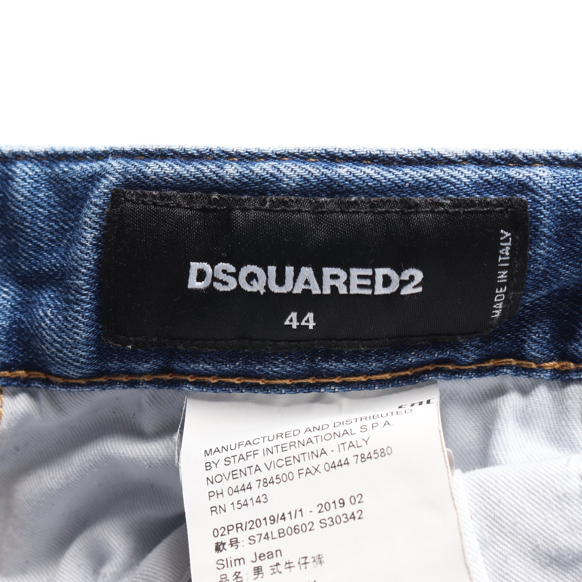 クラッシュスリム デニムパンツ コットン インディゴブルー ペイント加工 ディースクエアード ボトムス DSQUARED2