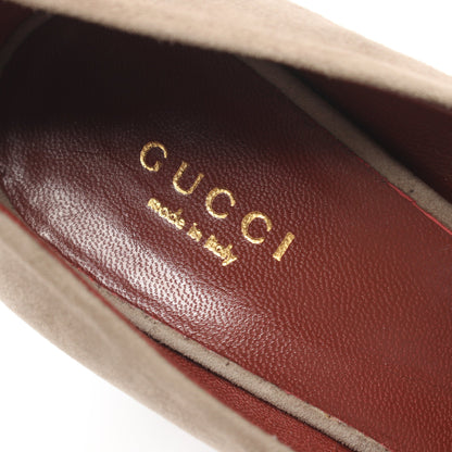 パンプス スエード グレーベージュ タッセル グッチ シューズ GUCCI