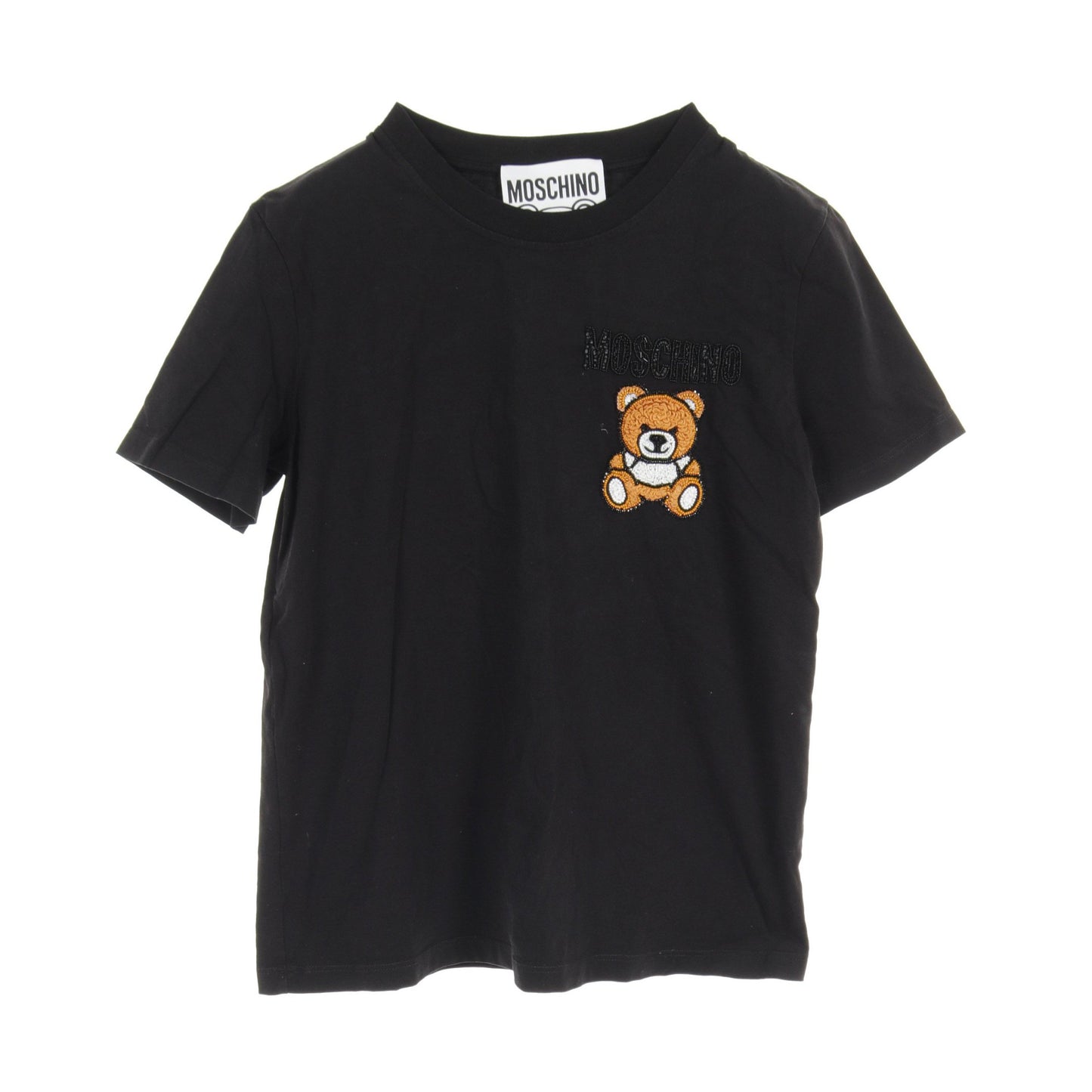 TEDDY BEAR EMBROIDERY Tシャツ 刺繍 コットン ブラック モスキーノ トップス MOSCHINO