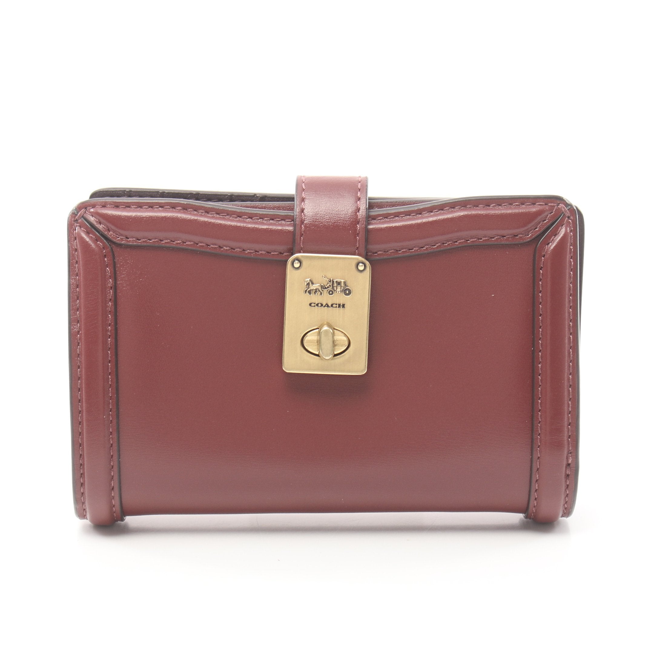 COACH バーガンディ 二つ折り財布 新品】COACH 花柄 二つ折り財布