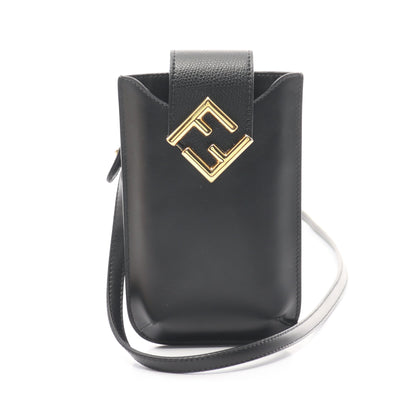 FFダイヤモンド フォンポーチ ショルダーバッグ レザー ブラック フェンディ バッグ FENDI