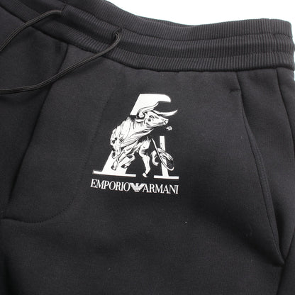 スウェットパンツ ロゴプリント コットン ブラック エンポリオアルマーニ ボトムス EMPORIO ARMANI