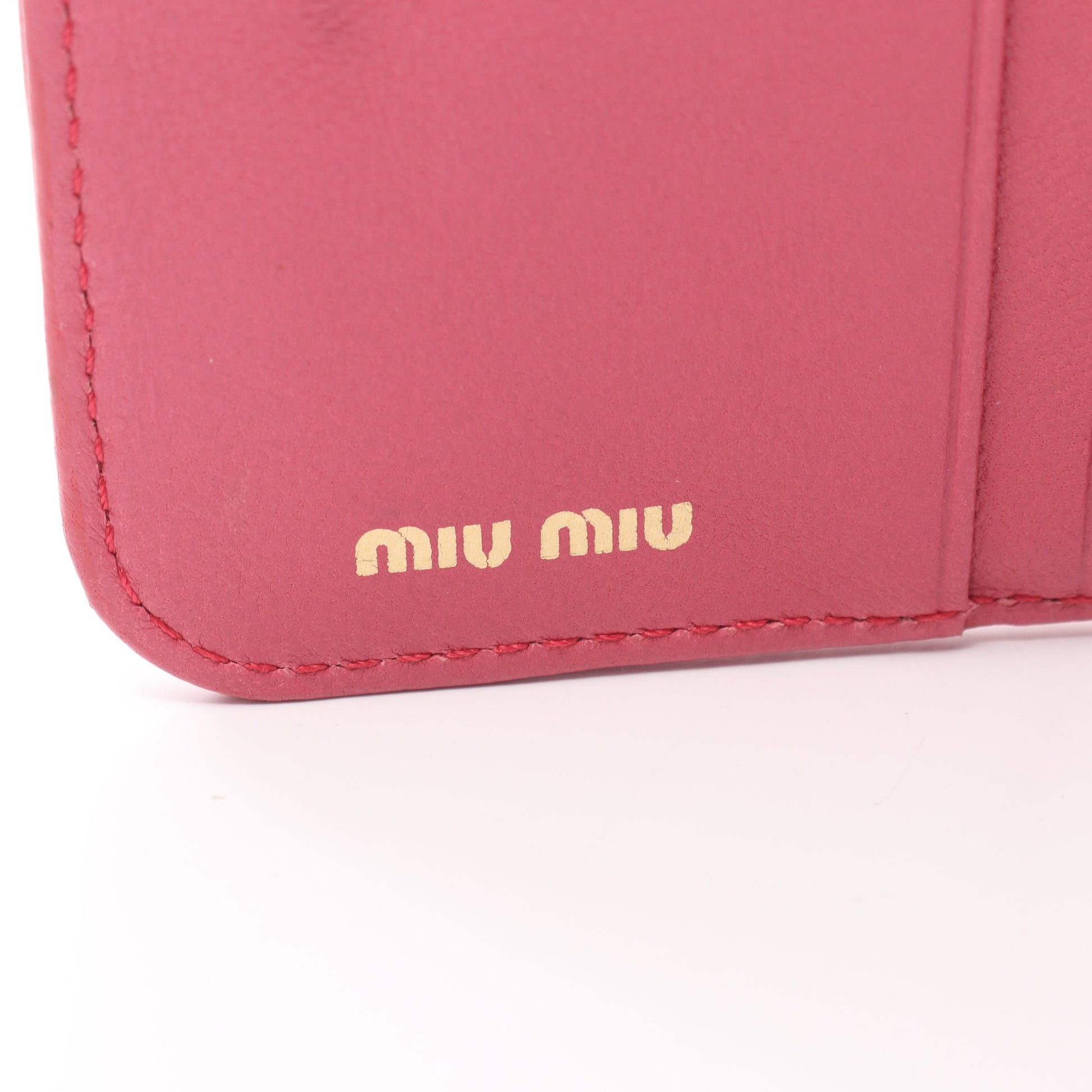 MATELASSE'1 マテラッセ 二つ折り財布 レザー ピンク ミュウミュウ 財布・小物 miu miu