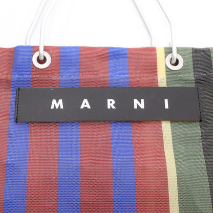 FLOWER CAFE フラワーカフェ ストライプバッグ ハンドバッグ トートバッグ ナイロン レザー マルチカラー マルニ バッグ MARNI