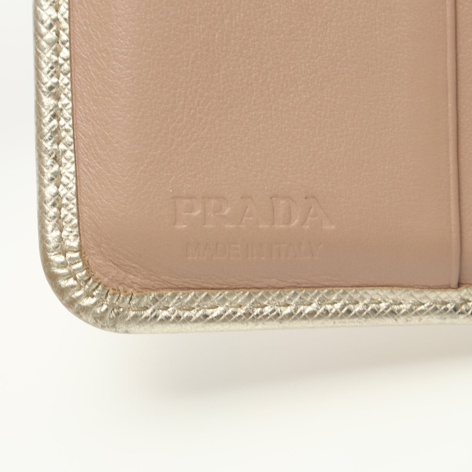 二つ折り財布 レザー シャンパンゴールド ピンク プラダ 財布・小物 PRADA