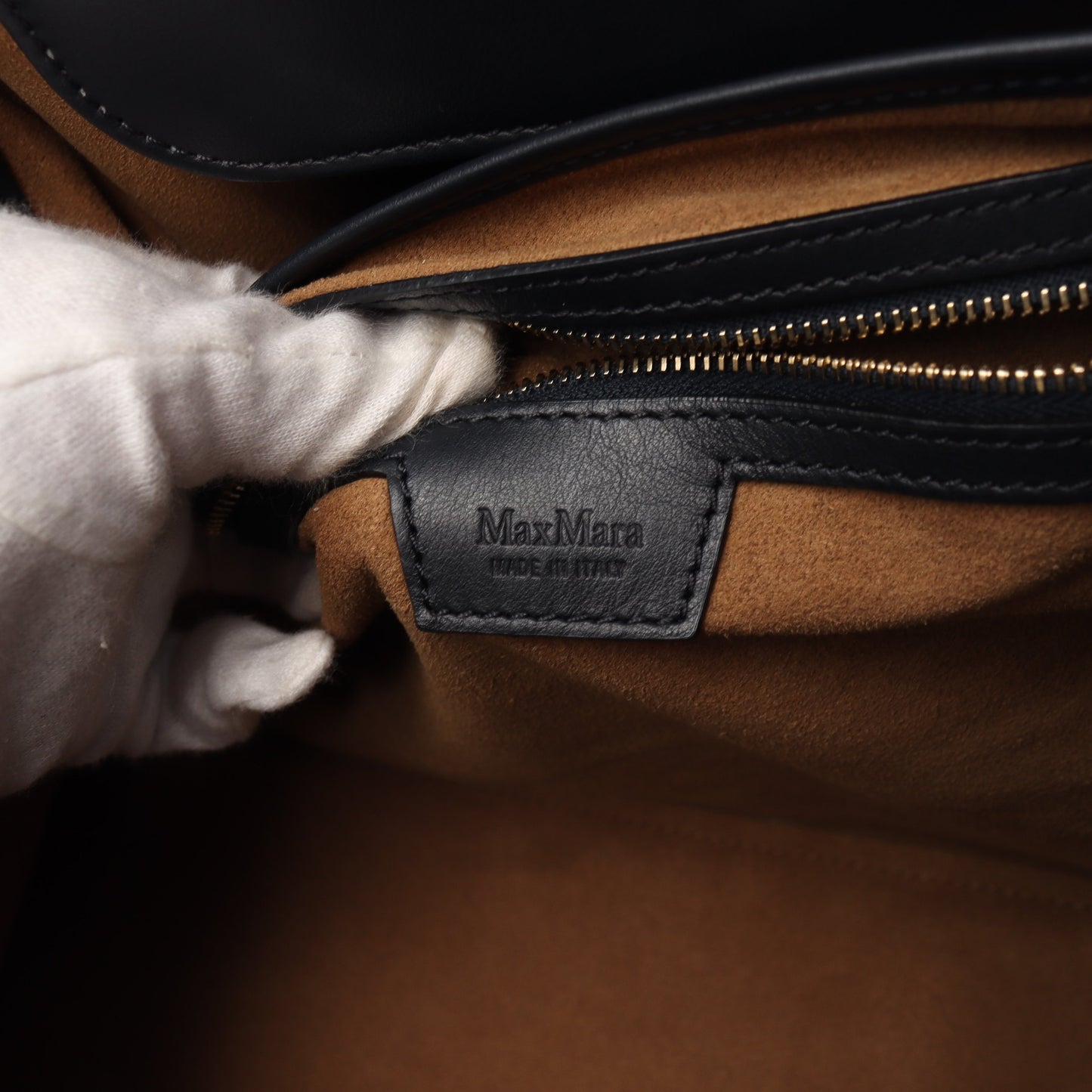 TMarin テディベア ハンドバッグ トートバッグ アルパ カウール シルク レザー オフホワイト ネイビー マックスマーラ バッグ Max Mara