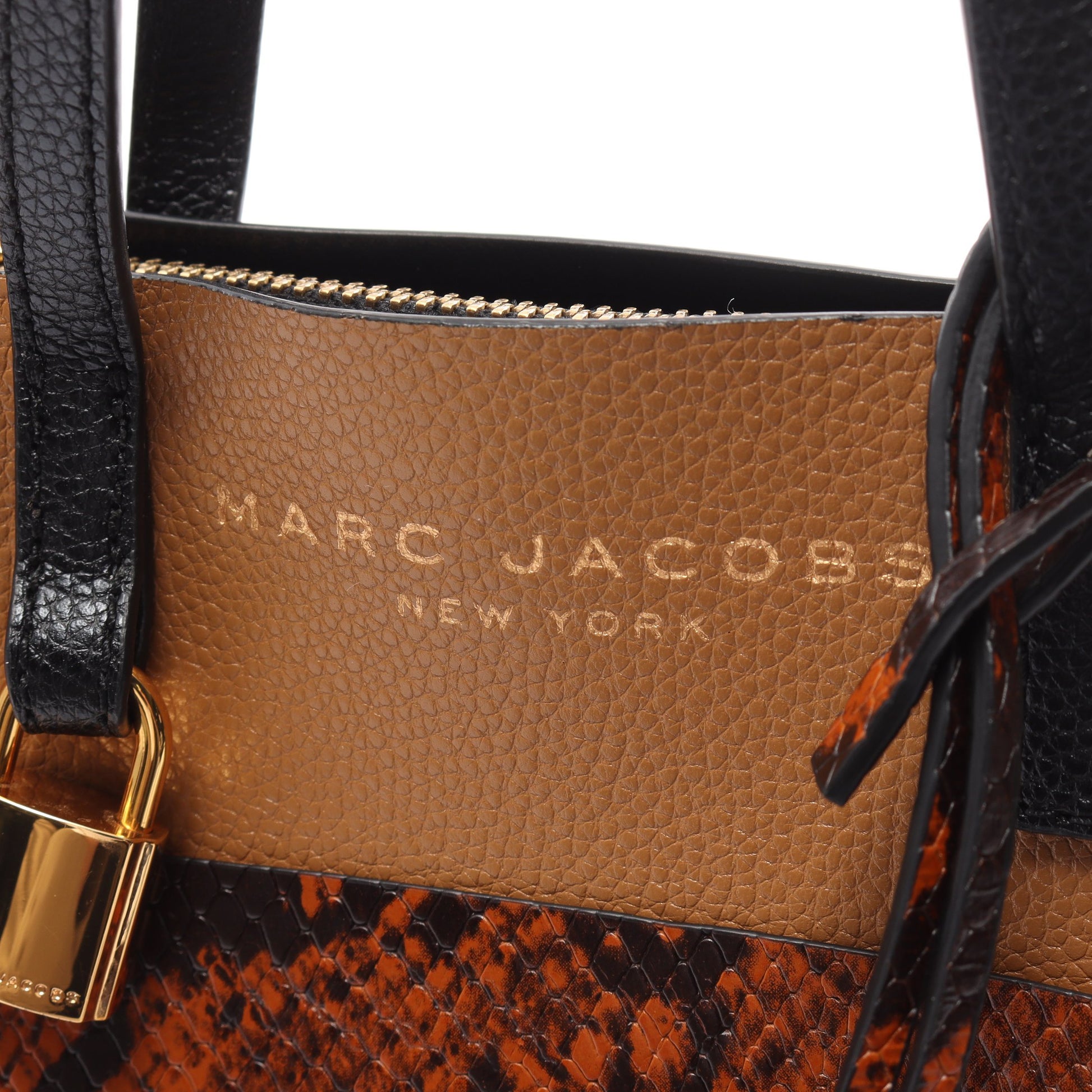 MINI GRIND ミニグラインド ハンドバッグ パイソン型押し レザー ライトブラウン マルチカラー 2WAY マークジェイコブス バッグ MARC JACOBS