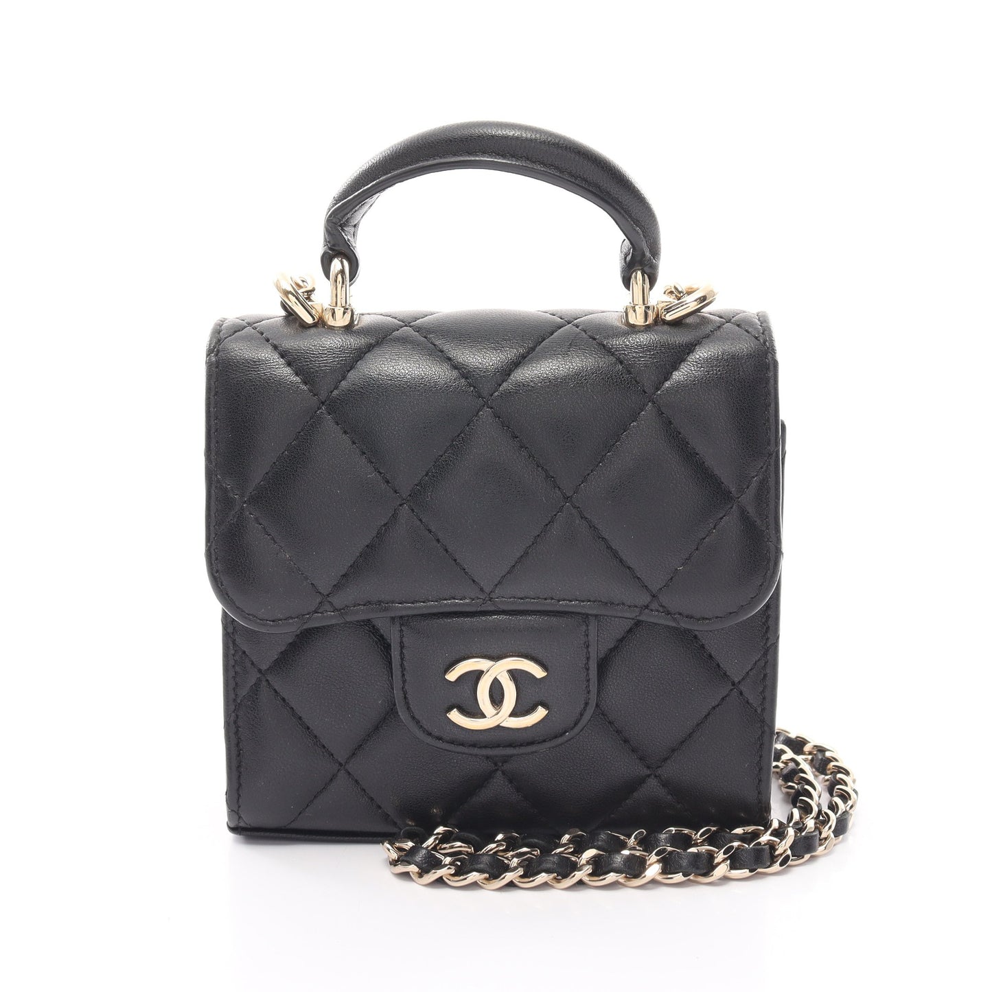 ミニマトラッセ チェーン クラッチ チェーンショルダーバッグ ラムスキン ブラック ゴールド金具 2WAY シャネル バッグ CHANEL