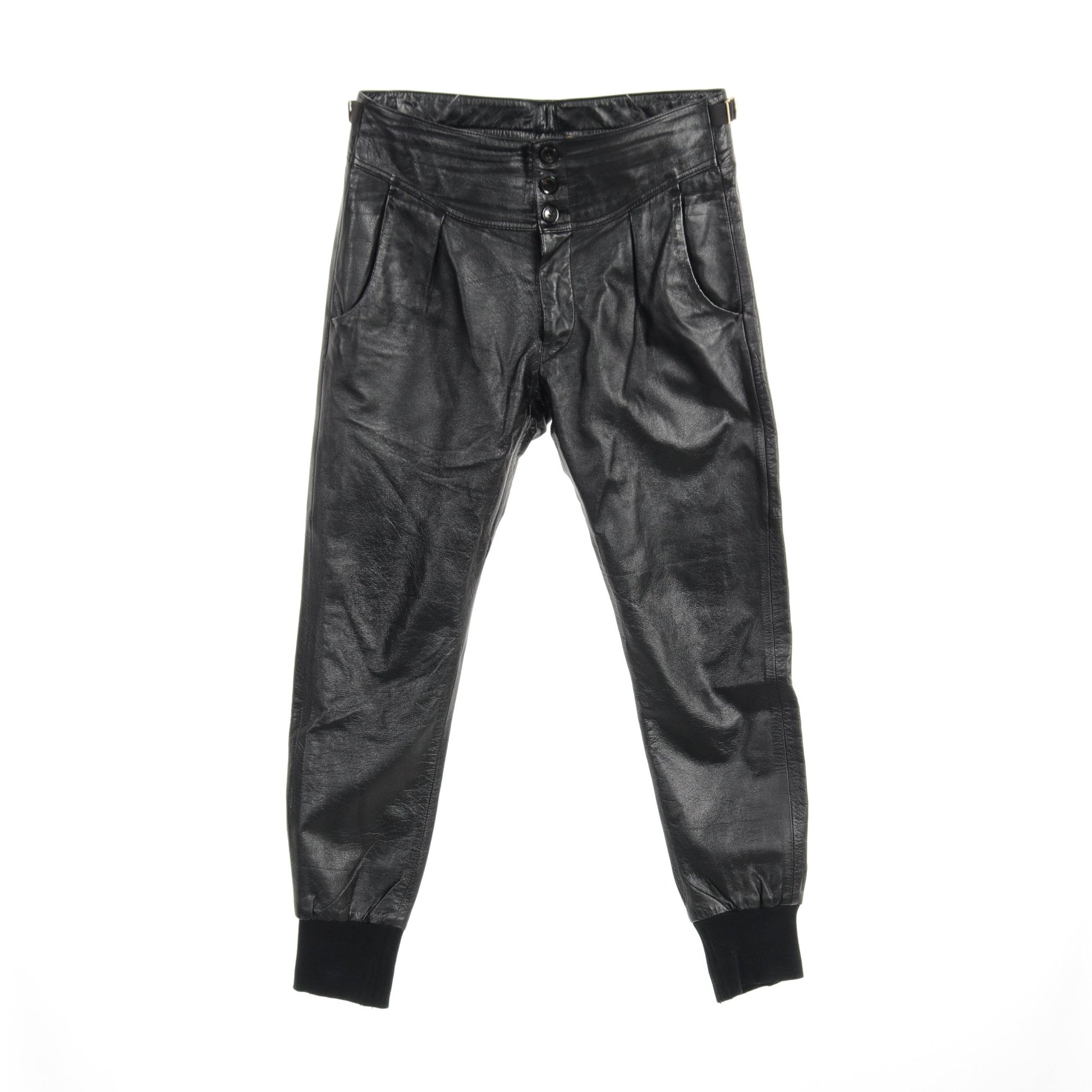 LEATHER RIB PANTS パンツ レザー ブラック ポールスミス ボトムス Paul Smith