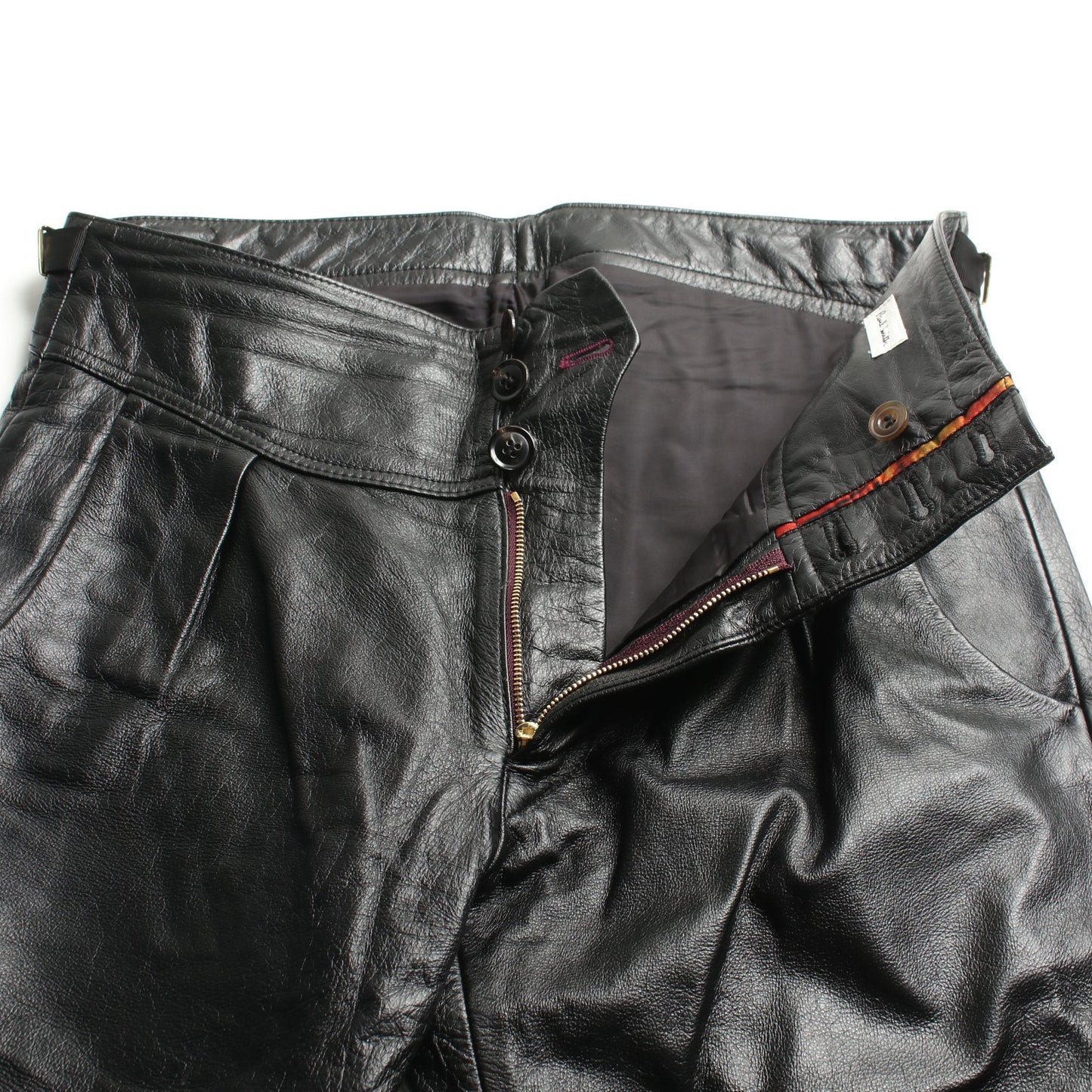 LEATHER RIB PANTS パンツ レザー ブラック ポールスミス ボトムス Paul Smith