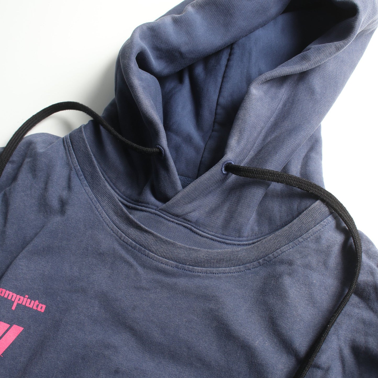 DIAG MARIANA DOUBLE TEE HOODIE プルオーバーパーカー コットン ブルー ピンク ウォッシュ加工 オフホワイト