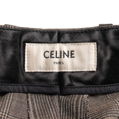 CULOTTES IN PRINCE OF WALES クロップド ワイドパンツ グレンチェック ウール ダークグレー セリーヌ ボトムス CELINE