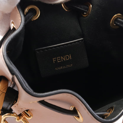 ミニ モン トレゾール ハンドバッグ レザー ピンク ブラック 2WAY フェンディ バッグ FENDI