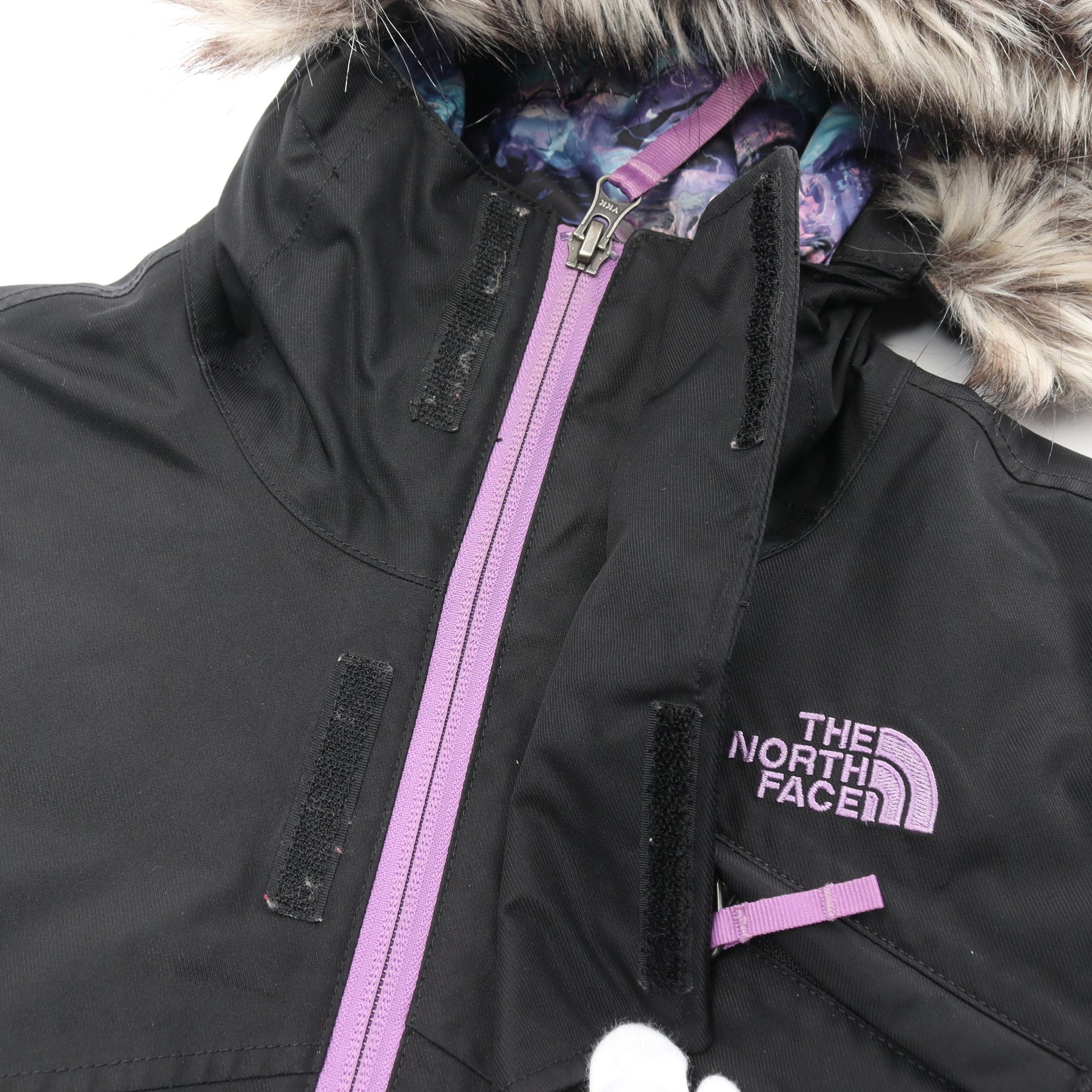 Caitlyn Insulated ジャケット ブラック パープル フード付き キッズ ザノースフェイス アウター THE NORTH FACE