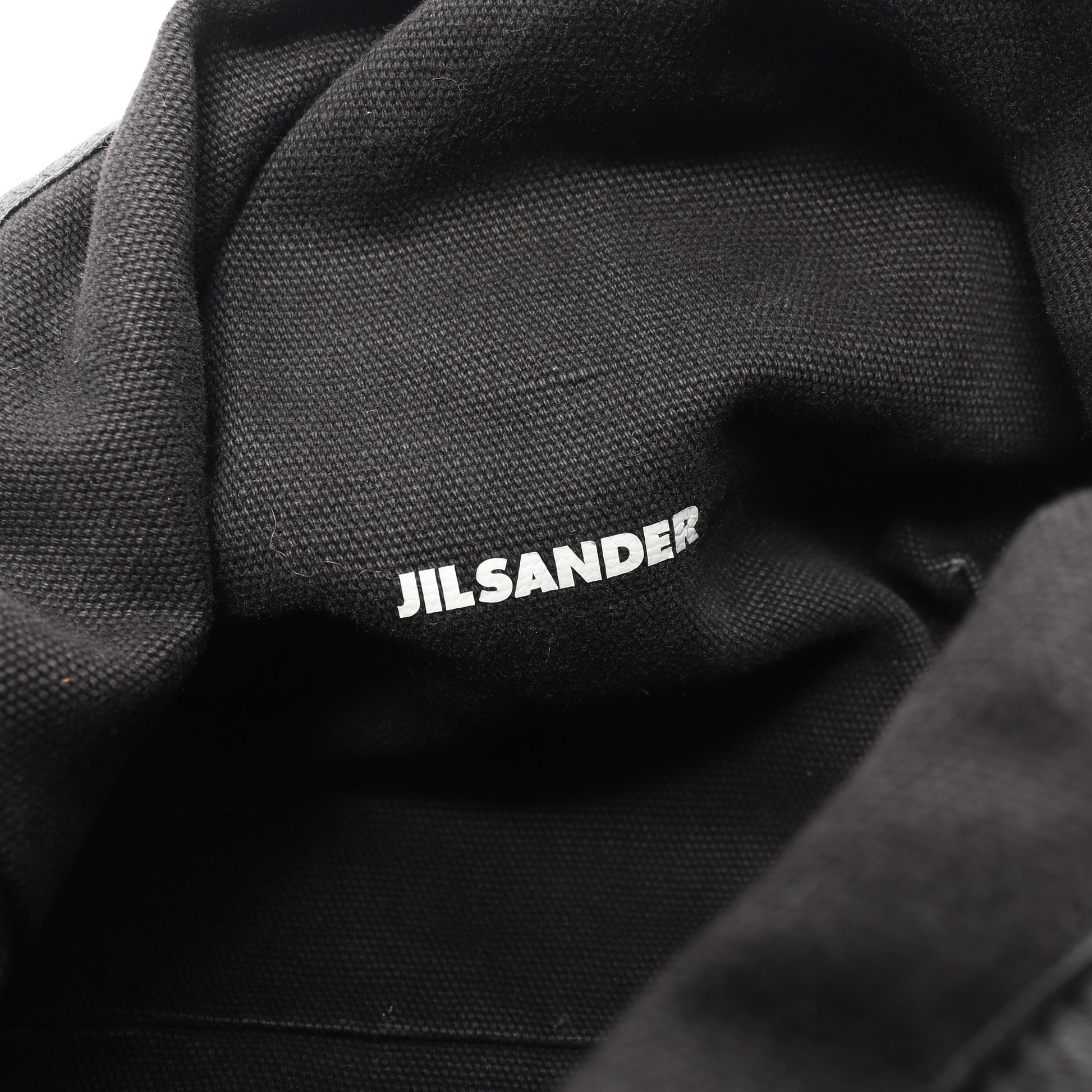 ドローストリング ショルダーバッグ レザー キャンバス ブラック リバーシブル 巾着 ジルサンダー バッグ JIL SANDER