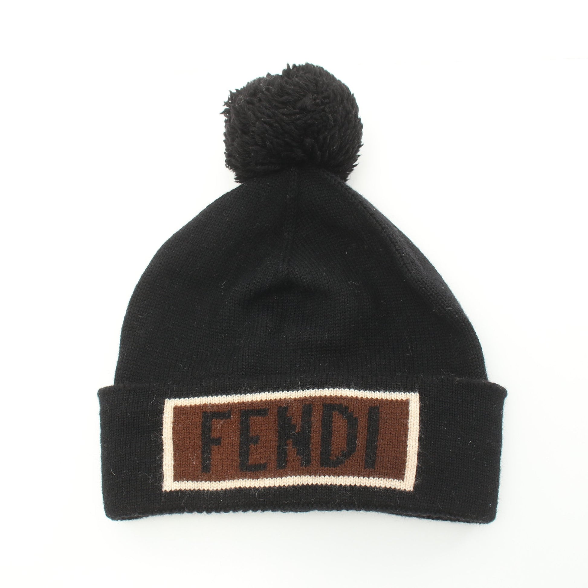 ニット帽 ビーニー ロゴ ウール ブラック ブラウン オフホワイト フェンディ 財布・小物 FENDI