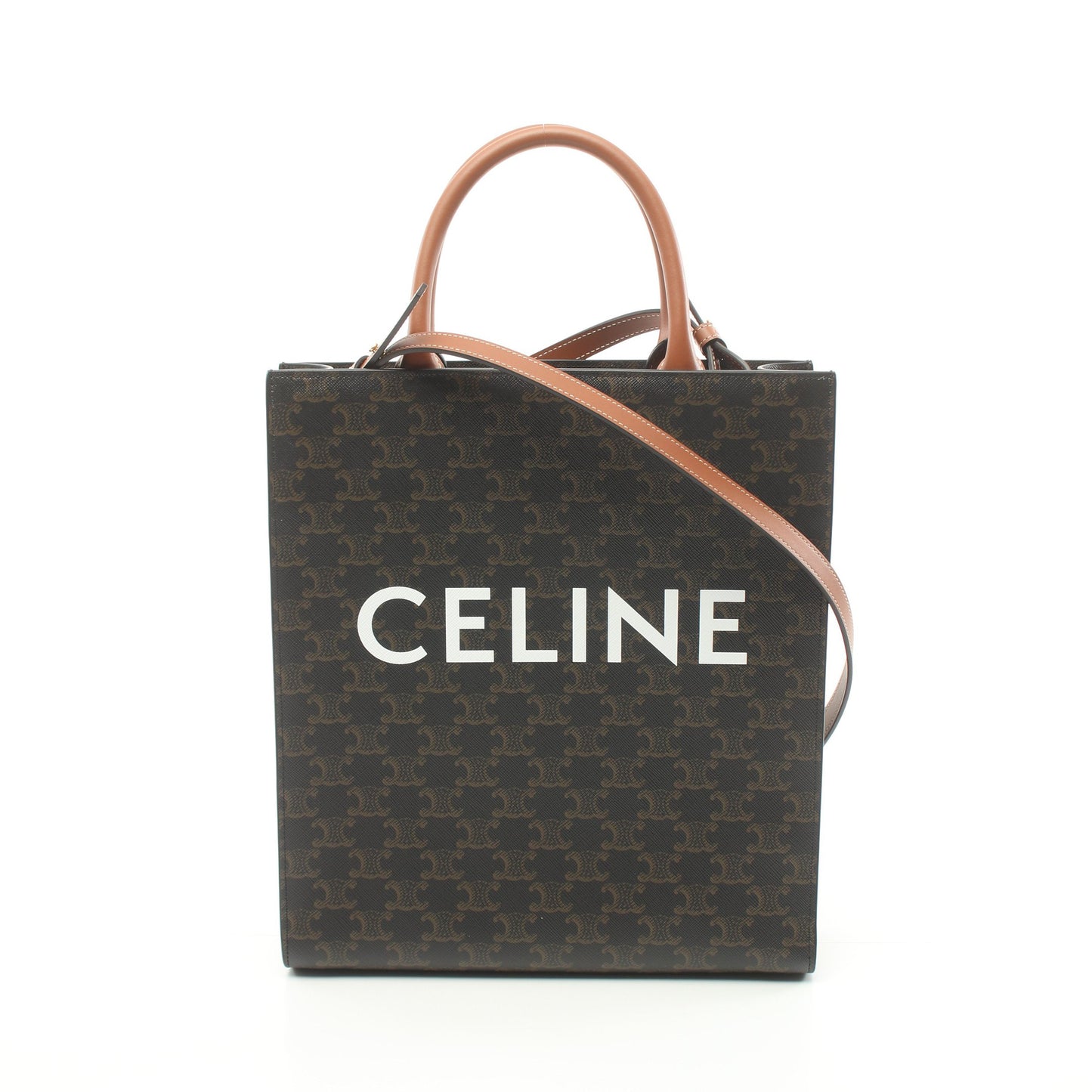 スモール バーティカル カバ トリオンフ ハンドバッグ トートバッグ PVC レザー ブラック ブラウン 2WAY セリーヌ バッグ CELINE