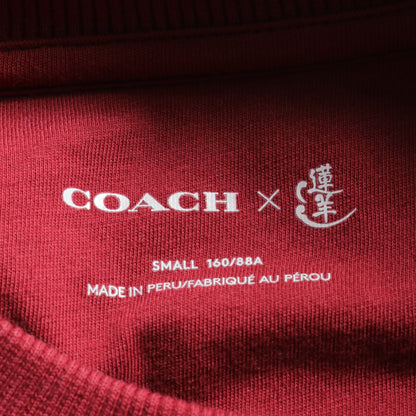 COACH × 蓮羊 ニュー イヤー クルーネック ドラゴン スウェットシャツ ロゴ刺繍 コットン レッド コーチ