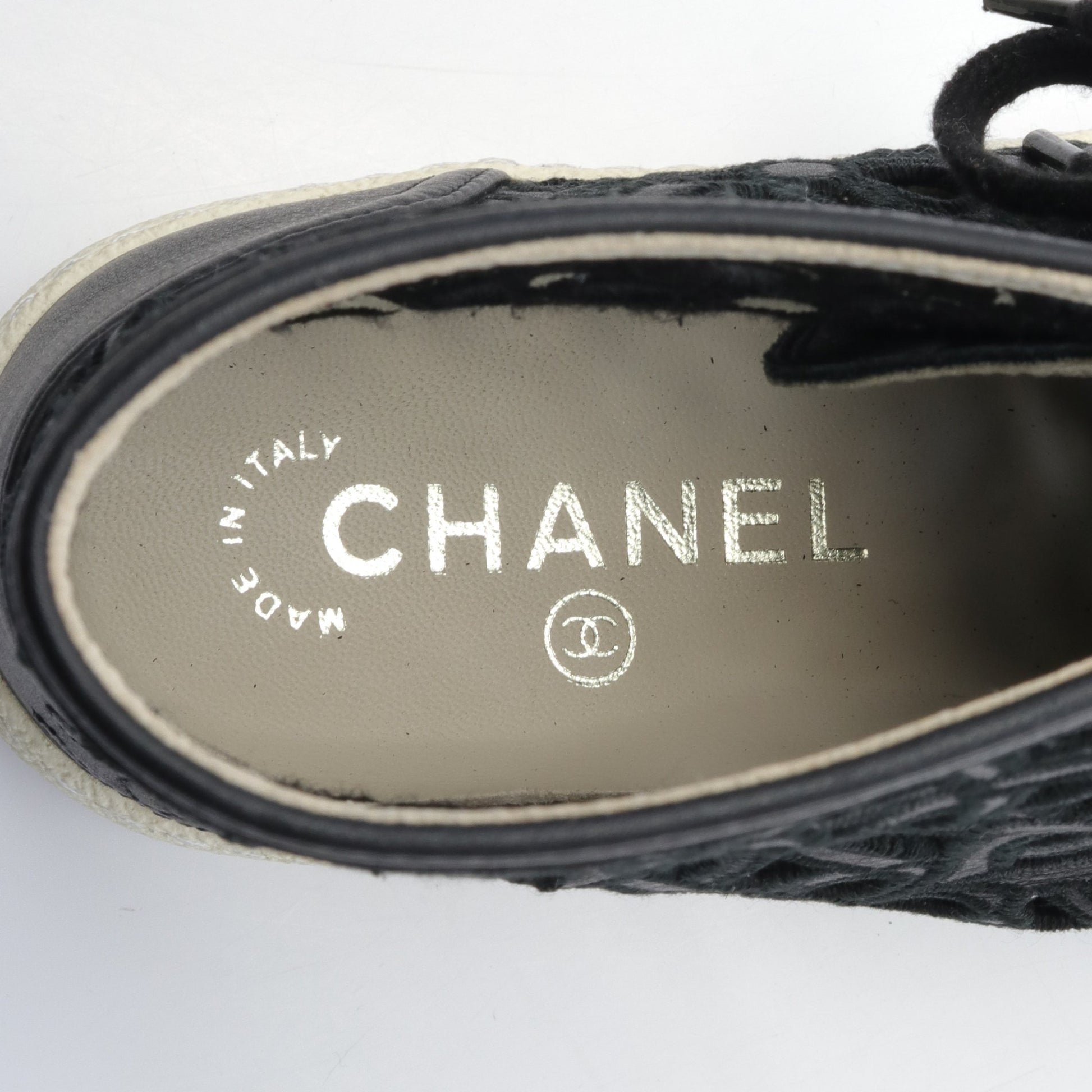 ココマーク レース ハイカットスニーカー レザー ブラック シャネル シューズ CHANEL