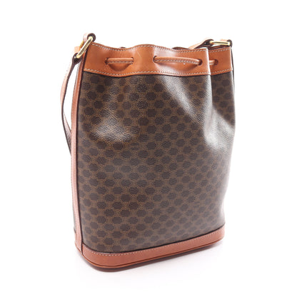マカダム ショルダーバッグ PVC レザー ダークブラウン ブラウン 巾着 セリーヌ バッグ CELINE