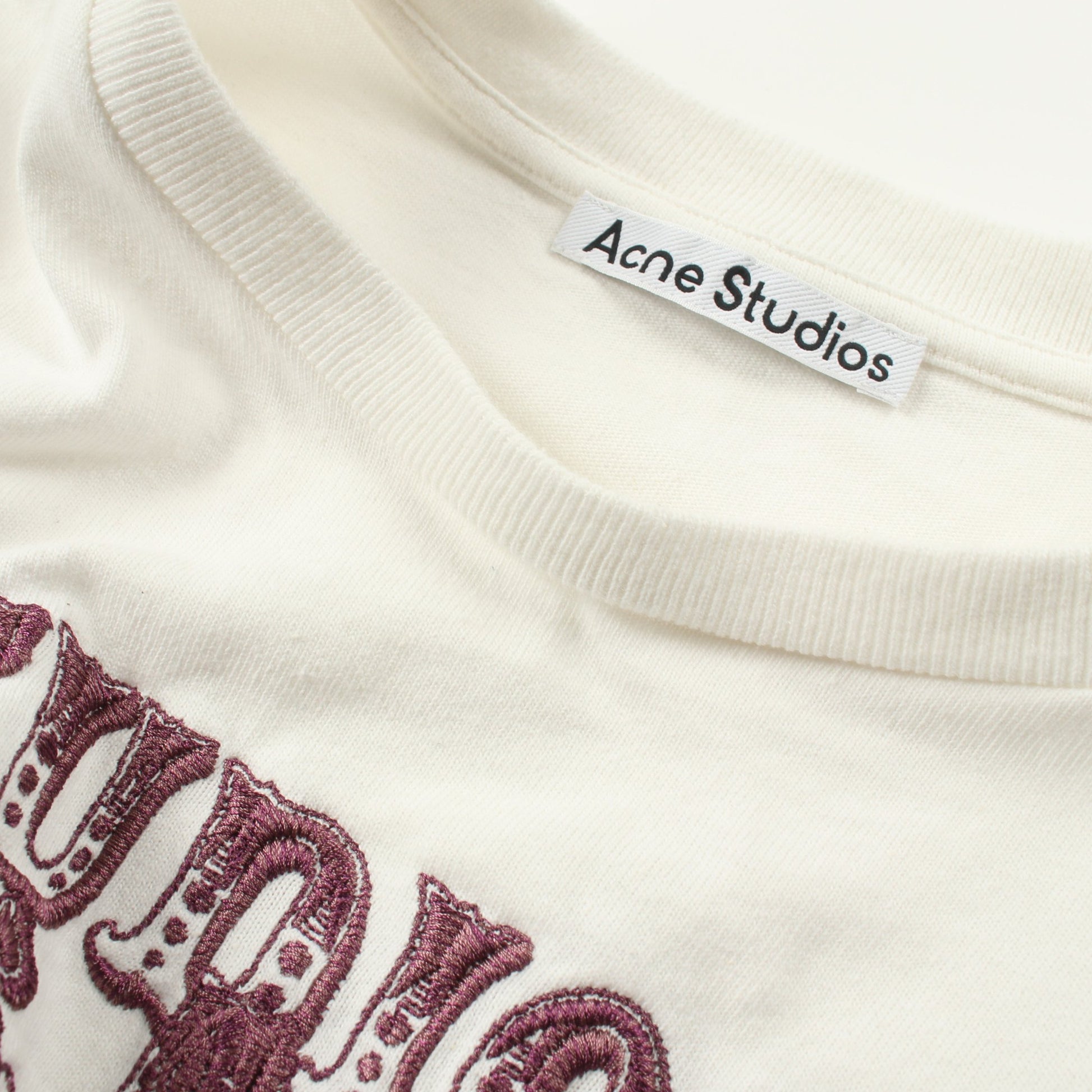 Tシャツ クルーネック ロゴ刺繍 コットン ホワイト アクネストゥディオズ トップス Acne Studios