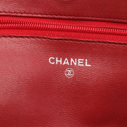 マトラッセ チェーンウォレット ラムスキン レッド シルバー金具 シャネル バッグ CHANEL