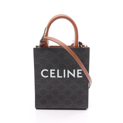 ミニ バーティカル カバ トリオンフ ハンドバッグ PVC レザー ブラック ブラウン 2WAY セリーヌ バッグ CELINE