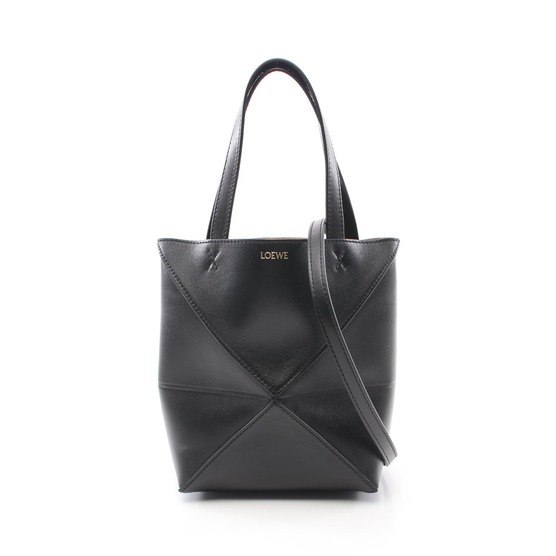 パズルフォルド ミニ ハンドバッグ レザー ブラック 2WAY ロエベ バッグ LOEWE