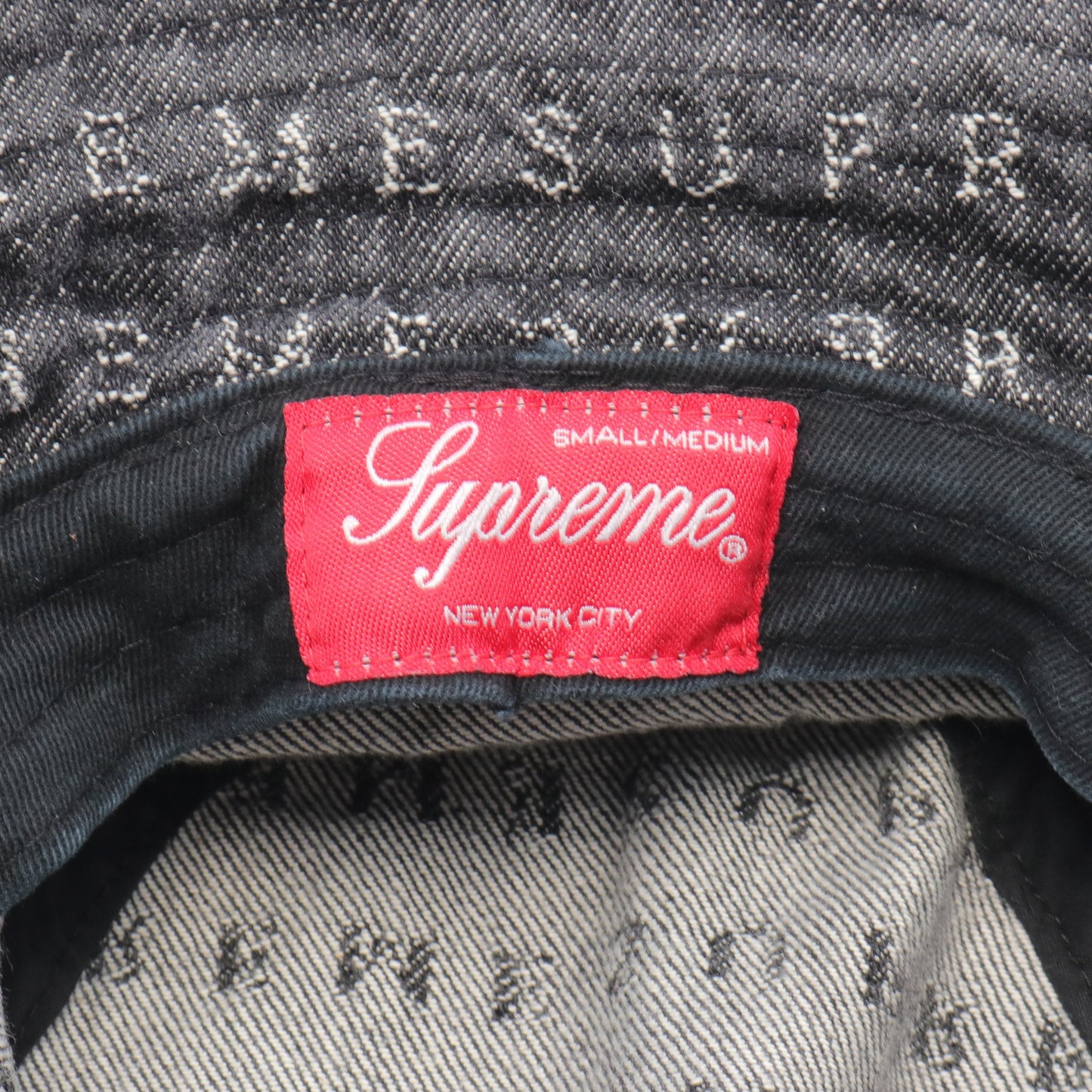 Jacquard Logos Denim Crusher バケット ハット デニム ブラック ホワイト シュプリーム