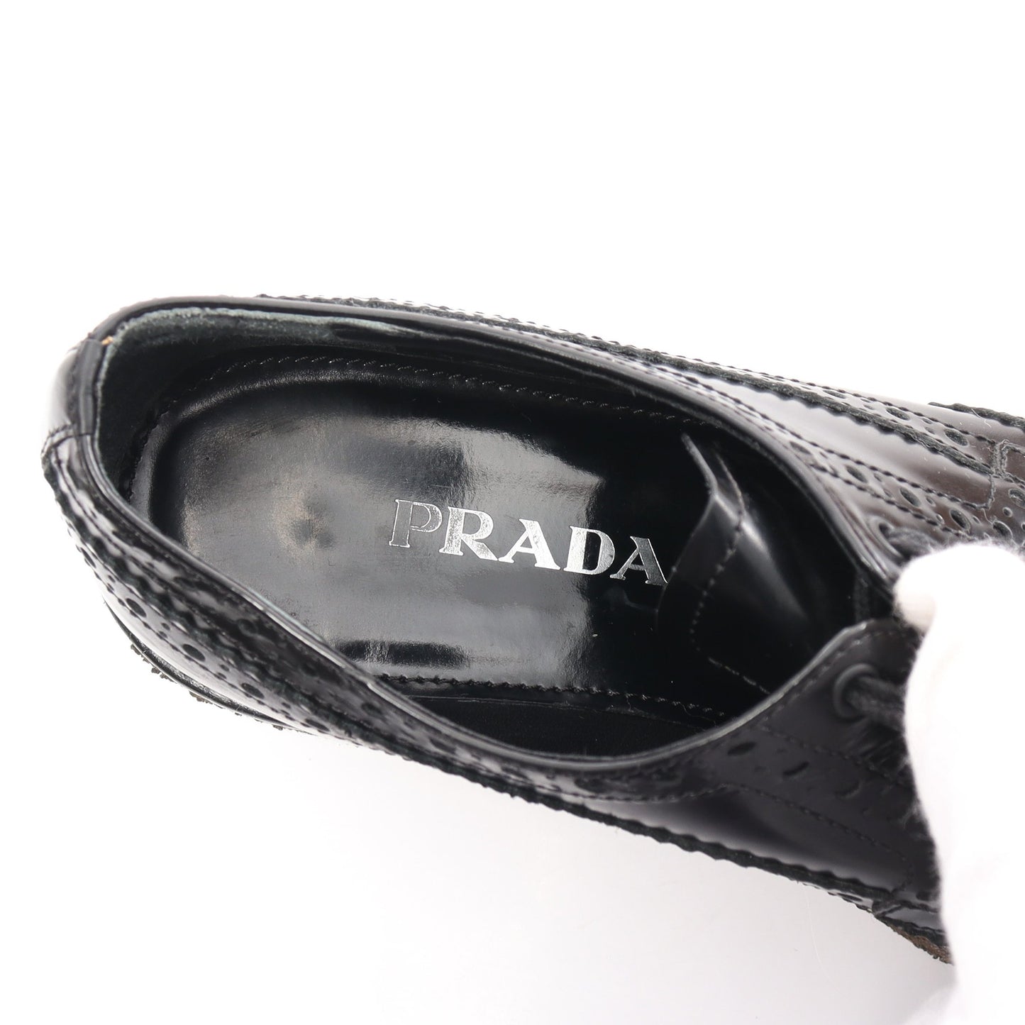 ローファー レザー ブラック ウイングチップ プラダ シューズ PRADA