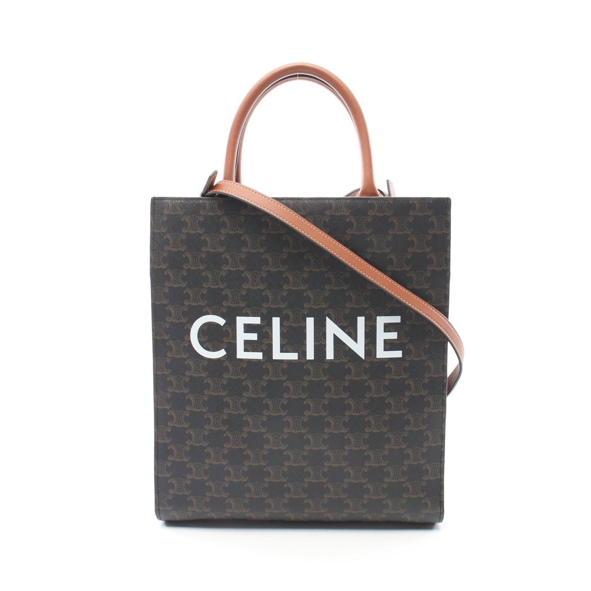 スモール バーティカル カバ トリオンフ ハンドバッグ トートバッグ PVC レザー ブラック ブラウン 2WAY セリーヌ バッグ CELINE