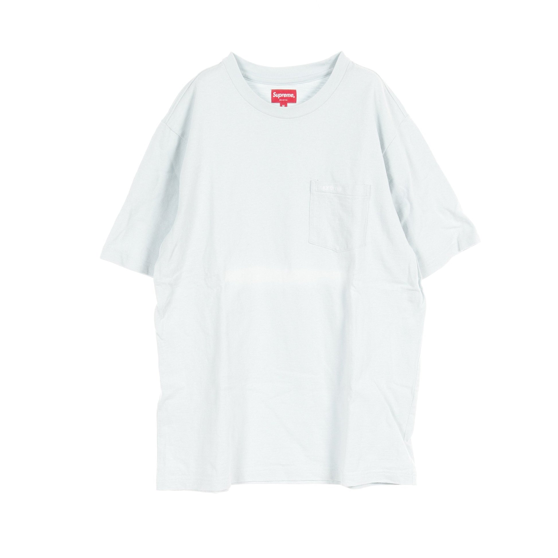 Pocket Tee Tシャツ クルーネック ロゴ刺_ コットン ライトブルー シュプリーム トップス Supreme