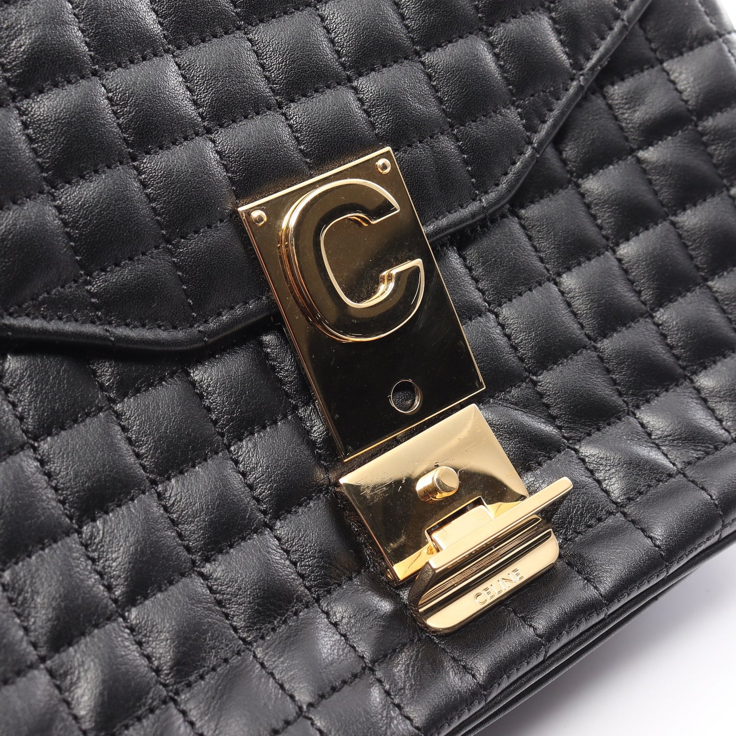 C セー ミディアム チェーンショルダーバッグ キルティング レザー ブラック セリーヌ バッグ CELINE