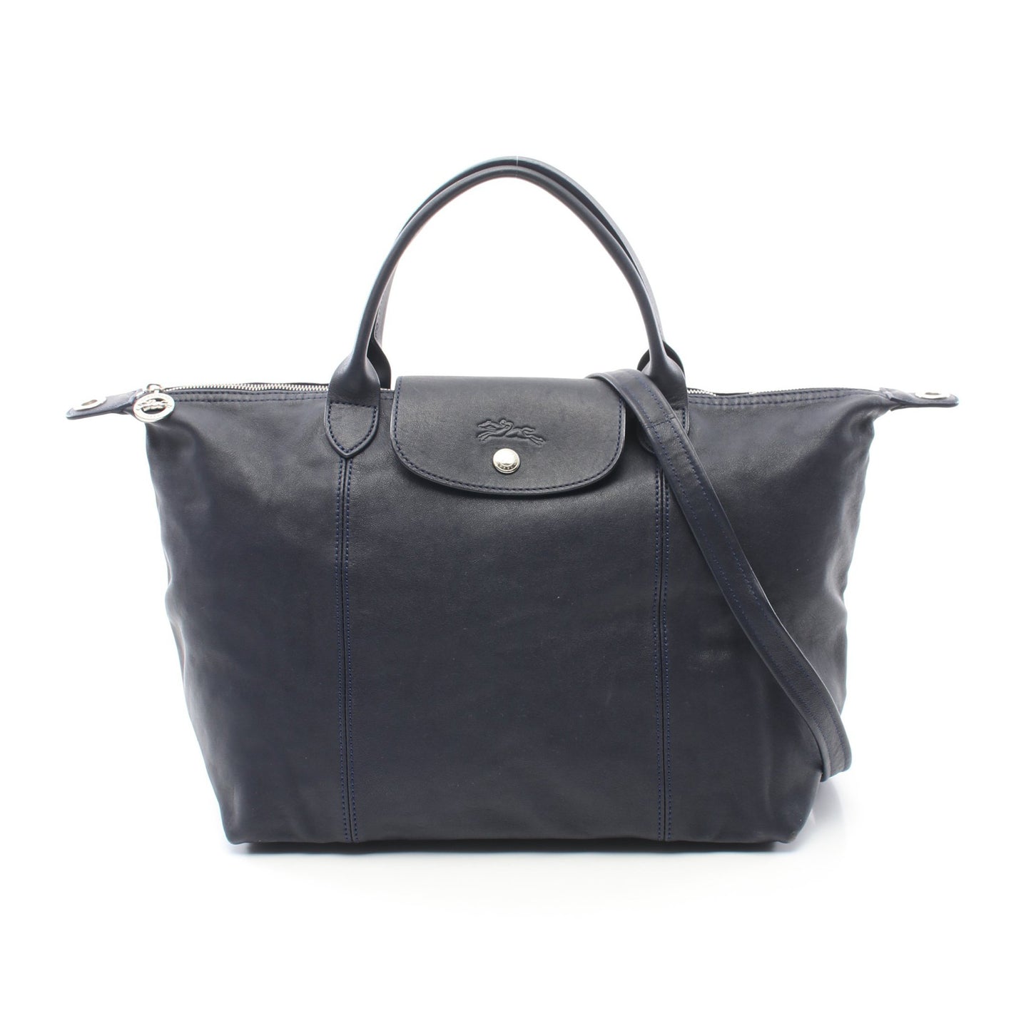 LE PLIAGE CUIR ル プリアージュ キュイール ハンドバッグ レザー ネイビー 2WAY ロンシャン バッグ LONGCHAMP