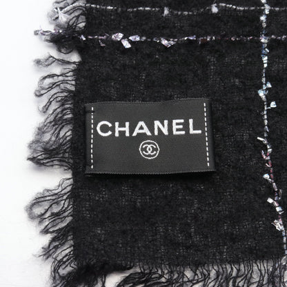 ココマーク マフラー ストール チェック ウール ブラック ホワイト シャネル 財布・小物 CHANEL