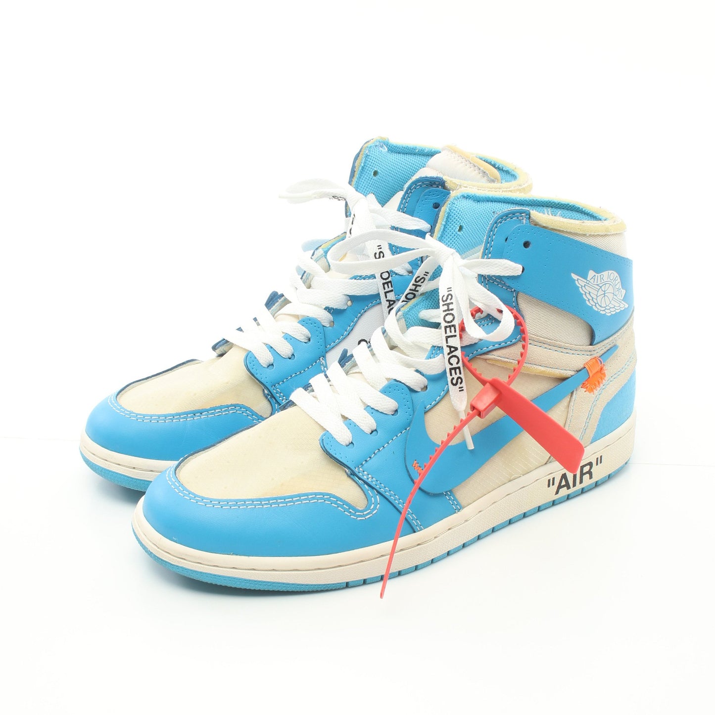 NIKE × OFF-WHITE AIR JORDAN 1 HIGH UNC ハイカットスニーカー レザー ファブリック ライトブルー ホワイト ナイキ