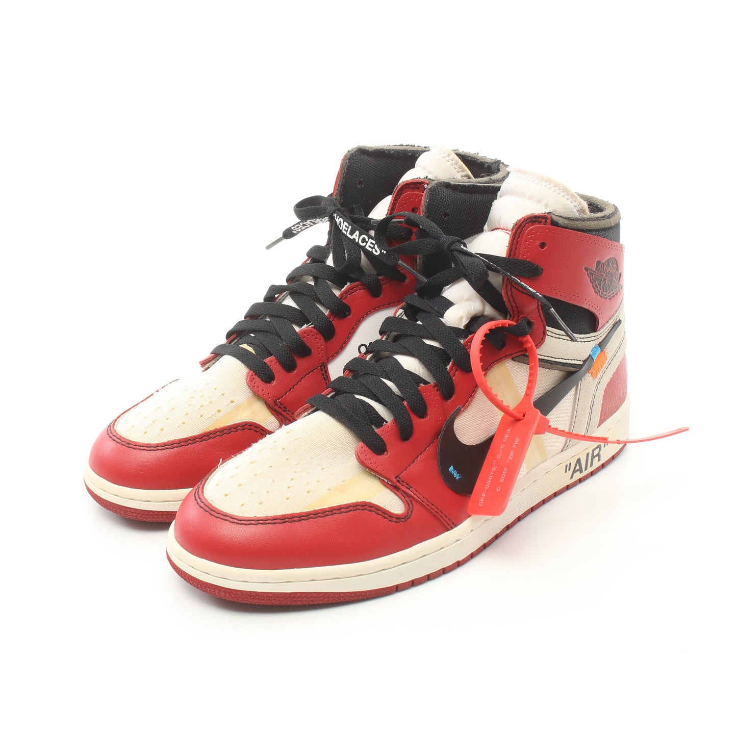 OFF-WHITE × NIKE THE 10 AIR JORDAN 1 RETRO HIGH CHICAGO ハイカットスニーカー レザー ファブリック レッド ホワイト ブラック オフホワイト