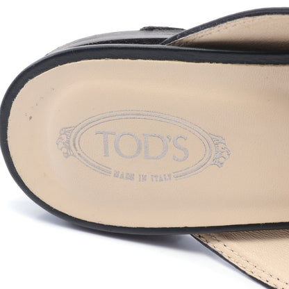 ダブルT ミュール サンダル レザー ブラック トッズ シューズ TOD'S